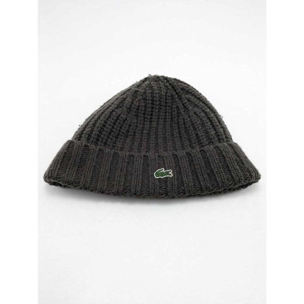 Unisex Genuine LACOSTE Brown Wool Knit Winter BEANIE Hat Cap One Size